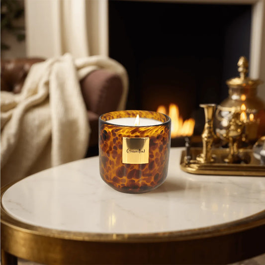 Aesthetic Gift Set: Hand-blown Glass Candle & Reed Bottle