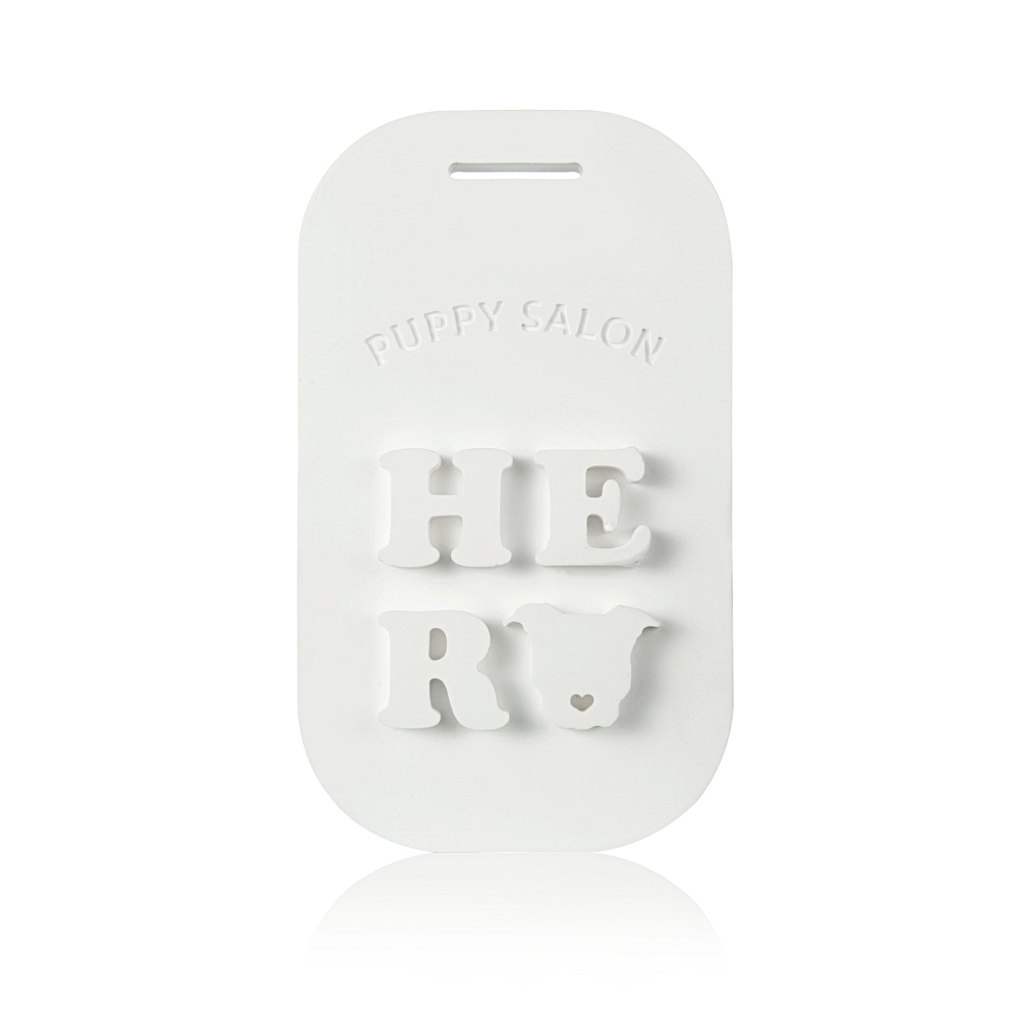 Close-up of a single Puppy Salon scented tablet. This long-lasting solid fragrance tablet is designed to eliminate odors in small spaces.