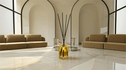 Fragrancing a spacious luxury villa living room with the 2800ml extra large reed diffuser for home use.