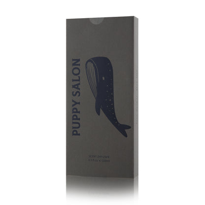 The minimalist grey gift box for the enigmatic '52 Hertz' reed diffuser by Puppy Salon.